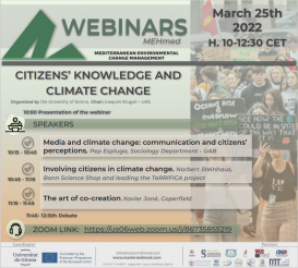 Coneixement ciutadà i canvi climàtic - seminari en línia en el marc del projecte europeu TeRRIFICA
