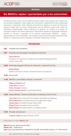 Seminari 'MOOCs – reptes i oportunitats per a les universitats'